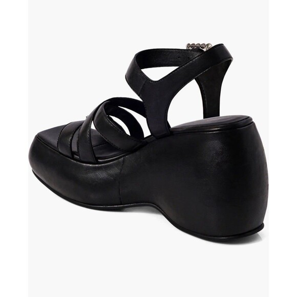 Free People Brooklyn US 7.5 Shoes Black Leather Ankle Strap Platform Sandals - Picture 13 of 16